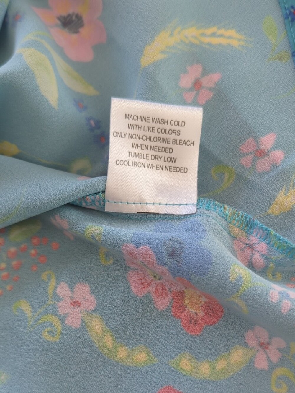 Modcloth Turquoise Floral Peter Pan Collar Blouse Cap Sleeves Size M - Picture 9 of 10